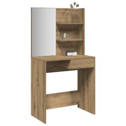 Berkfield Home Dressing Table with Mirror Artisan Oak 74.5x40x141 cm in Brown - thumbnail 1