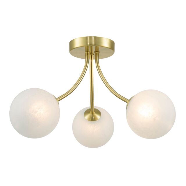 Happy Homewares Modern Designer Satin Gold Ceiling Light with Alabaster Globe Glass Shades - image 1