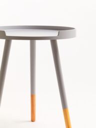 Orsina Round Side Table, Wooden Side Table, Natural Wood Side Table, Wood Side Table in Grey - thumbnail 6