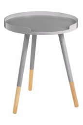 Orsina Round Side Table, Wooden Side Table, Natural Wood Side Table, Wood Side Table in Grey