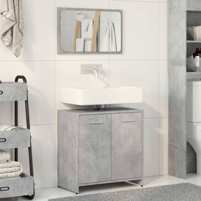Berkfield Home Durable Bathroom Cabinet with Mirror Concrete Grey Engineered Wood - image 1