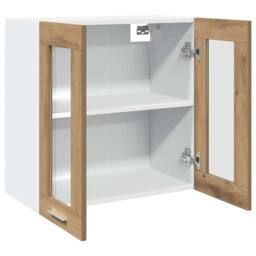 Berkfield Home Kitchen Wall Cabinet with Glass Door Artisan Oak 60x31x60 cm in Brown - Size: 60 x 31 x 60 cm - thumbnail 7