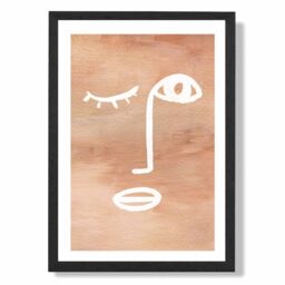 ARTZE Matisse Inspired Abstract Terracotta Face Framed Print SIZE: A2 with Black Frame - Size: A3