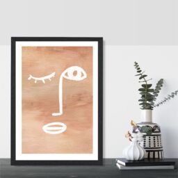 ARTZE Matisse Inspired Abstract Terracotta Face Framed Print SIZE: A2 with Black Frame - Size: A3 - thumbnail 2