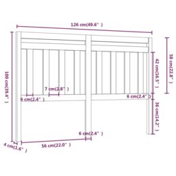 Berkfield Home Bed Headboard Grey 126x4x100 cm Solid Wood Pine - Size: 126 x 4 x 100 cm - thumbnail 5