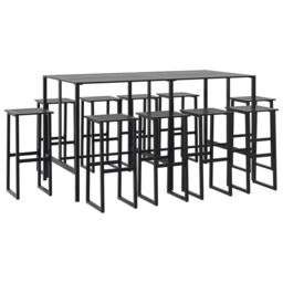 Berkfield Home 11 Piece Garden Bar Set Black Powder-coated Steel - thumbnail 2