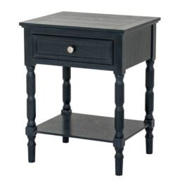 Lemon Pavilion Furniture and Decor Contour Collection 1 Drawer Side Table - Wood - L40xW48xH61 cm - Black - thumbnail 1