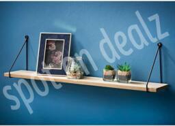 SPOT ON DEALZ 80cm Oak Floating Wall Shelf Black Metal Frame Display Shelf in Light Oak - thumbnail 4