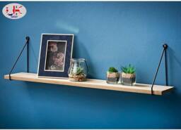 SPOT ON DEALZ 80cm Oak Floating Wall Shelf Black Metal Frame Display Shelf in Light Oak - thumbnail 3