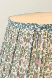 ValueLights Bobbin Floral Printed Pleated Shade Walnut Bobble Floor Lamp with Bulb in Pale Green - thumbnail 4