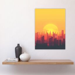 "Artery8 New York City Sunset Cityscape Skyline Design Wall Art Print in Orange - Size: W24"" x H32""" - thumbnail 4