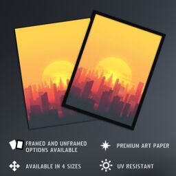 "Artery8 New York City Sunset Cityscape Skyline Design Wall Art Print in Orange - Size: W24"" x H32""" - thumbnail 2