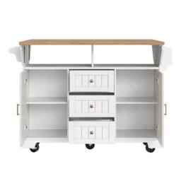 BTM Kitchen Island Trolley Cabinet Extendable Storage Drawers Black in White - thumbnail 9
