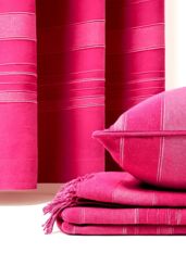 Homescapes Cotton Morocco Striped Curtain Pair in Pink - Size: 140 cm width x 137 cm drop - thumbnail 4