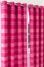 Homescapes Cotton Morocco Striped Curtain Pair in Pink - Size: 140 cm width x 137 cm drop - thumbnail 2