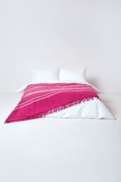 Homescapes Cotton Morocco Striped Curtain Pair in Pink - Size: 140 cm width x 137 cm drop - thumbnail 3