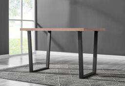 FurnitureboxUK Kylo Brown Wood Effect Dining Table With Black 'U' Legs & 4 Pesaro Velvet Chairs in Mustard - thumbnail 7