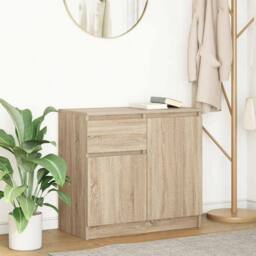 Berkfield Home Sideboard with Drawer Sonoma Oak 71x35x65 cm Engineered Wood in Light Oak - Size: 71 x 35 x 65 cm - thumbnail 2