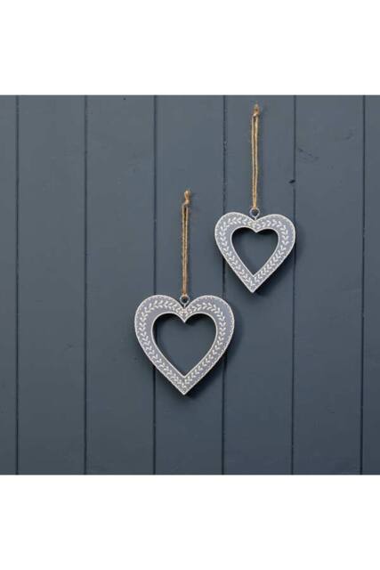 KDMD Delicate Hanging Grey Heart with White Kerry Work - image 1