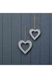KDMD Delicate Hanging Grey Heart with White Kerry Work - thumbnail 1
