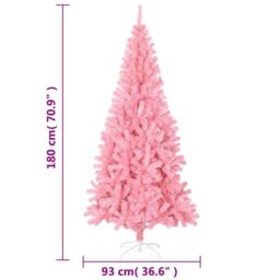 Berkfield Home Artificial Christmas Tree with Stand Pink 180 cm PVC - thumbnail 6
