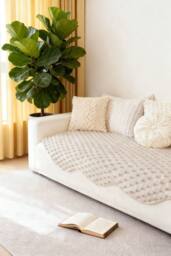 Garden Sanctuary Non-Slip Faux Plush Sofa Protector in Beige - thumbnail 2