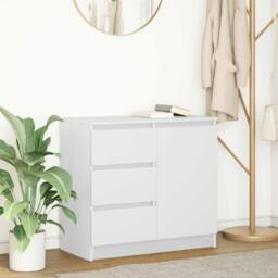 Berkfield Home Sideboard with Drawer White 71x35x65 cm Engineered Wood - Size: 71 x 35 x 65 cm - thumbnail 2