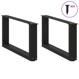 Berkfield Home Coffee Table Legs U-Shaped 2 pcs Black 60x(30-31) cm Steel - thumbnail 3