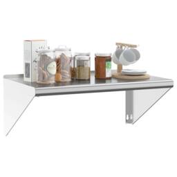Berkfield Home Wall Shelf 75x45x31 cm Silver Stainless Steel - Size: 75 x 45 x 31 cm - thumbnail 4