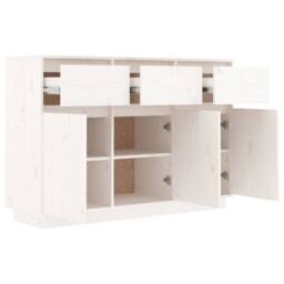 Berkfield Home Sideboard White 110x34x75 cm Solid Wood Pine - Size: 110 x 34 x 75 cm - thumbnail 4