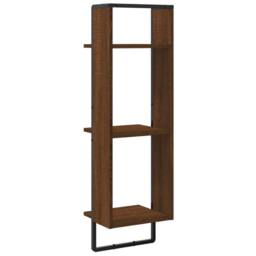 Berkfield Home Beautiful 3-Tier Wall Shelf Brown Oak 30x25x100 cm Engineered Wood - Size: 30 x 25 x 100 cm - thumbnail 6