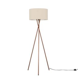 ValueLights Camden Copper Metal Tripod Floor Lamp with Cream Drum Lamp Shade in Beige - thumbnail 7