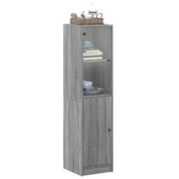 Berkfield Home Highboard with Glass Door Grey Sonoma 35x37x142 cm - Size: 35 x 37 x 142 cm - thumbnail 4