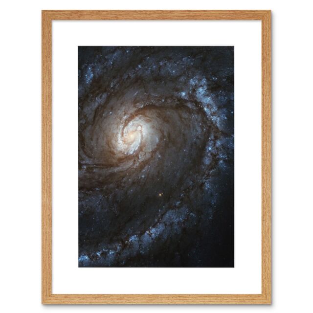 Artery8 Wall Art Print Hubble Space Astronomy M100 WFC3 Spiral Galaxy With Two Blue Starbirthing Lanes Of Dust Clouds & Gas Artwork Framed 9X7 Inch - image 1