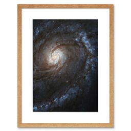 Artery8 Wall Art Print Hubble Space Astronomy M100 WFC3 Spiral Galaxy With Two Blue Starbirthing Lanes Of Dust Clouds & Gas Artwork Framed 9X7 Inch - thumbnail 1
