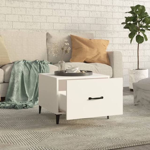 Berkfield Home Decorative Coffee Table with Metal Legs 2 pcs White 50x50x40 cm - Size: 50 x 50 x 40 cm - image 1