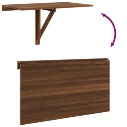 Berkfield Home Folding Wall Table Brown Oak 100x60x56 cm Engineered Wood - Size: 100 x 60 x 56 cm - thumbnail 8