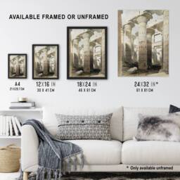 "Artery8 Karnak Temple Great Hypostyle Hall Roberts Wall Art Print Poster in Beige - Size: W18"" x H24""" - thumbnail 3