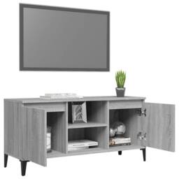Berkfield Home TV Cabinet with Metal Legs Grey Sonoma 103.5x35x50 cm - thumbnail 4