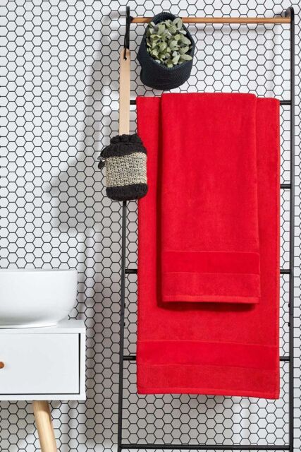 CHRISTY 'Prism' Bold Luxury 100% Turkish Cotton Towels in Red - Size: Bath Sheet - image 1