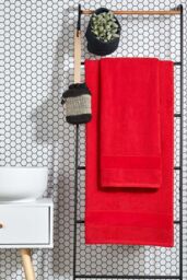 CHRISTY 'Prism' Bold Luxury 100% Turkish Cotton Towels in Red - Size: Bath Sheet - thumbnail 1