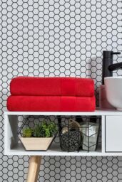 CHRISTY 'Prism' Bold Luxury 100% Turkish Cotton Towels in Red - Size: Bath Sheet - thumbnail 4