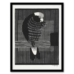 Artery8 Samuel J De Mesquita Framed Wall Art Stylised Galah Cockatoo Bird in Black - Size: A4 - thumbnail 1