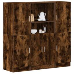 Berkfield Home 3 Piece Kitchen Cabinet Set Smoked Oak Engineered Wood in Brown - thumbnail 2