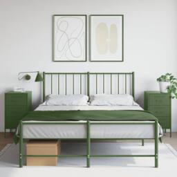 Berkfield Home Bedside Cabinets 2 pcs Olive Green 36x39x68 cm Steel - Size: 36 x 39 x 68 cm - thumbnail 2