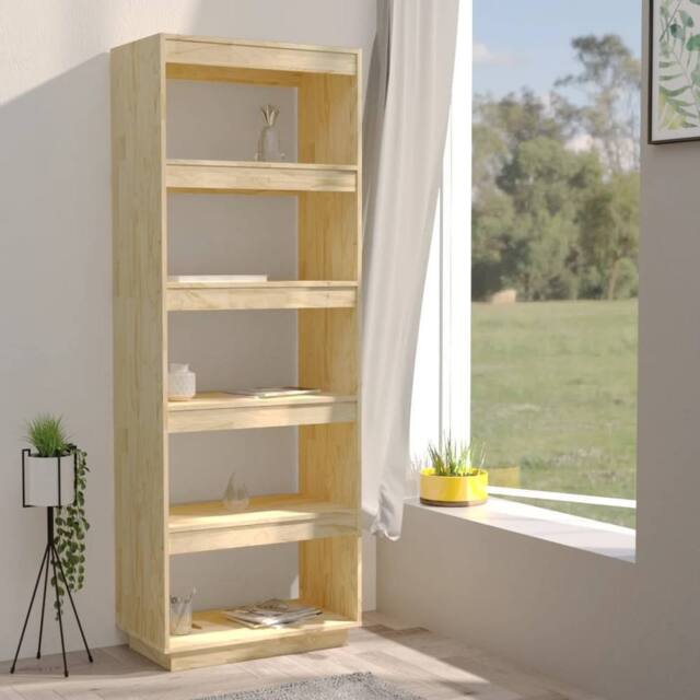 Berkfield Home Beautiful Book Cabinet/Room Divider 60x35x167 cm Solid Pinewood in Light Brown - Size: 60 x 35 x 167 cm - image 1
