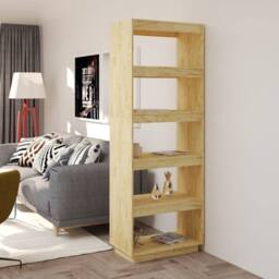 Berkfield Home Beautiful Book Cabinet/Room Divider 60x35x167 cm Solid Pinewood in Light Brown - Size: 60 x 35 x 167 cm - thumbnail 2