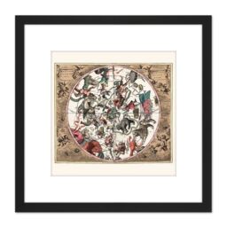 Artery8 Map Keller 1708 Star Constellations Space Pictorial 8X8 Inch Square Wooden Framed Wall Art Print Picture with Mount in Black - thumbnail 1