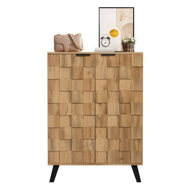ModernLuxe Shoe storage cabinet with 5 compartments & adjustable shelves in Natural - image 1