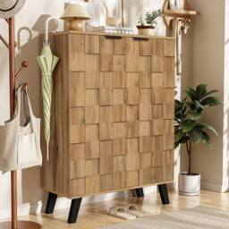 ModernLuxe Shoe storage cabinet with 5 compartments & adjustable shelves in Natural - thumbnail 3